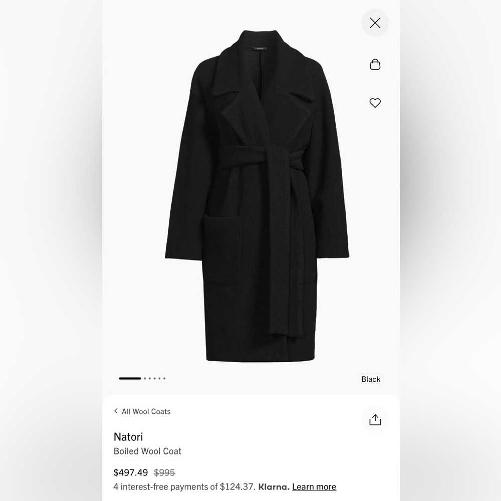 Natori Black Wool Overcoat